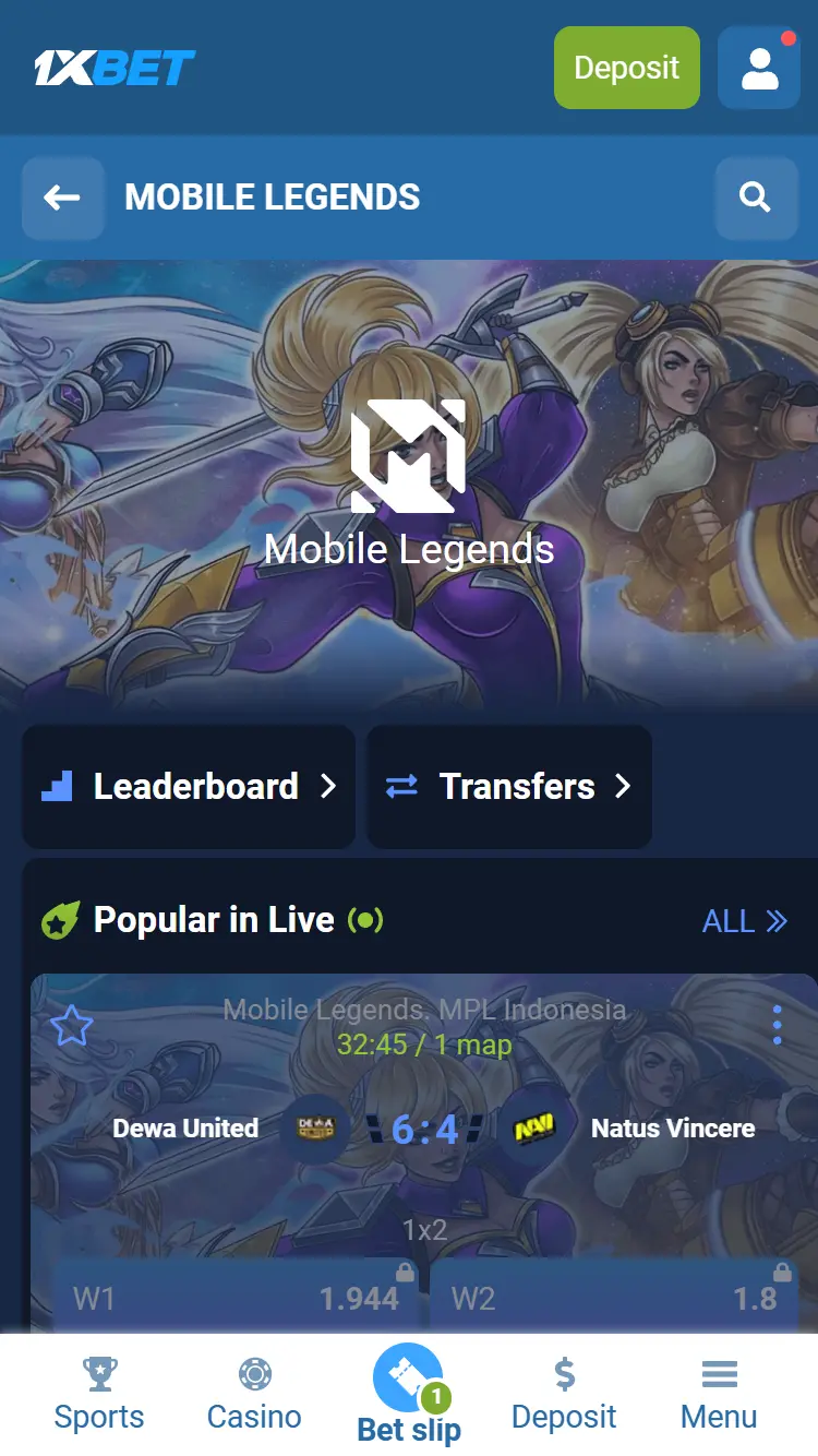 1xBet MLBB Betting
