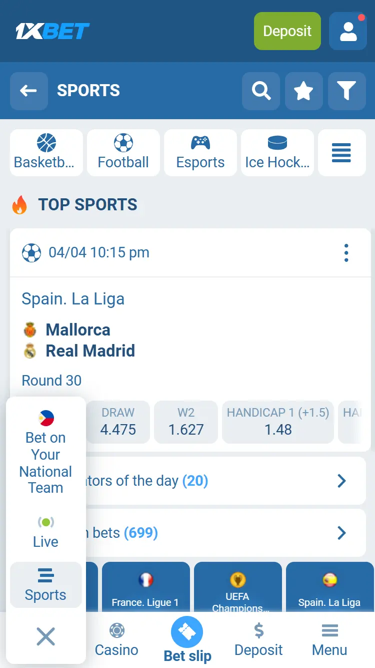 1xbet PH Sports