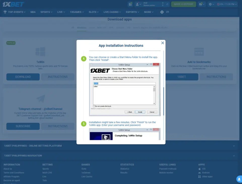 Download and Install 1xWin - Step 4
